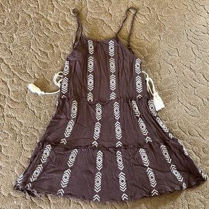 Brown Flowy Side Tie Mini Dress!